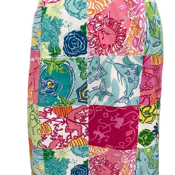 Vintage‎ Y2K Lilly Pulitzer White Label Animals Patchwork Pencil Skirt Sz 8 - Picture 7 of 12
